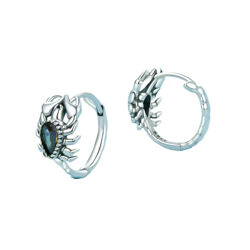 925 Sterling Silver Punk Retro Scorpion Hoop Earrings for Women Desert Animal Rainbow Mystic Crystal Earring Girl Hip Hop