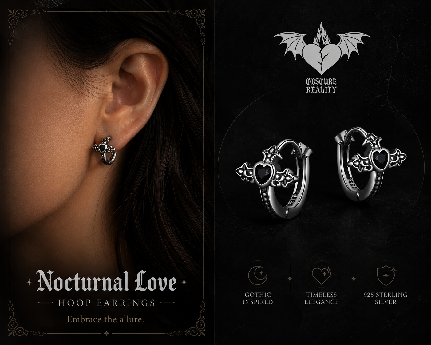 Nocturnal Love Hoop Earrings