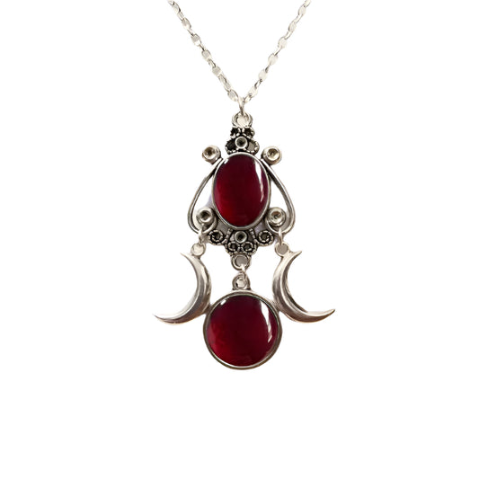 Fashion Black/Red/Purple Triple Moon Pendant Necklace Jewelry