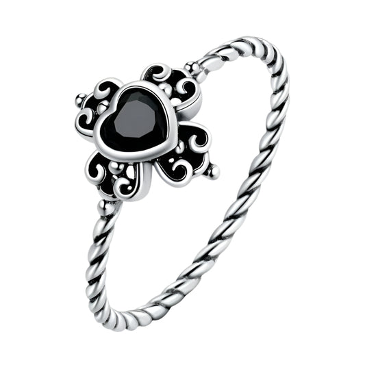 925 Sterling Silver Heart of Spades Rings Shining Zircon Geometric Finger Ring for Women Elegant Silver Jewelry CQR746
