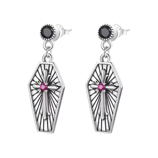 925 Sterling Silver Dark Style Mysterious Cross Stud Earrings for Women Fashion Party Jewelry CTE536