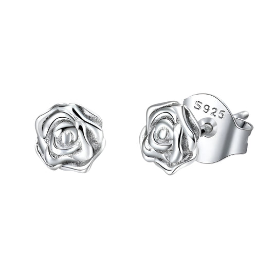 2019 New Design  Authentic 925 Sterling Silver Alluring Rose Clear CZ Female Stud Earrings for Women Jewelry Gift CTE012