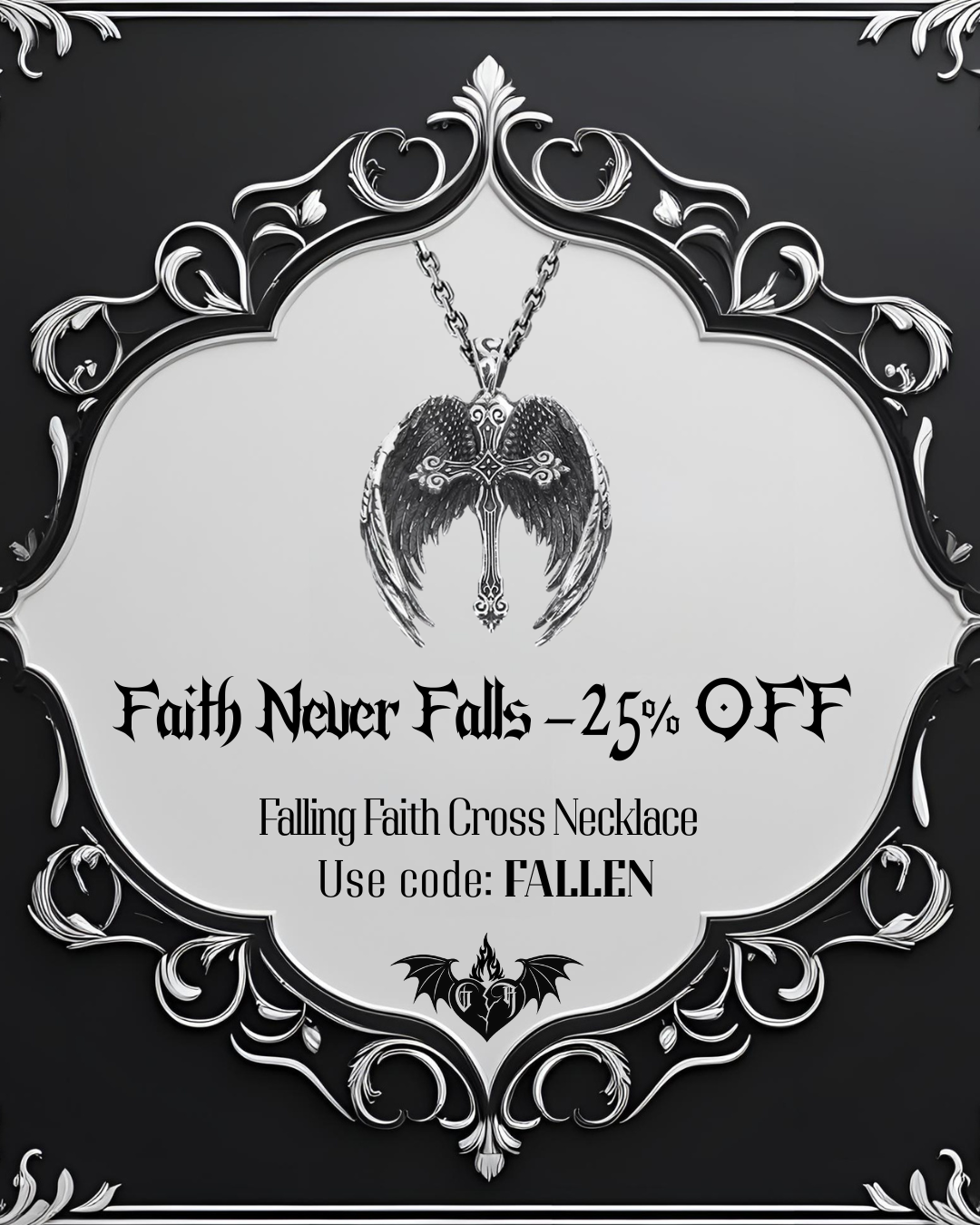 Falling Faith Cross Pendant Necklace