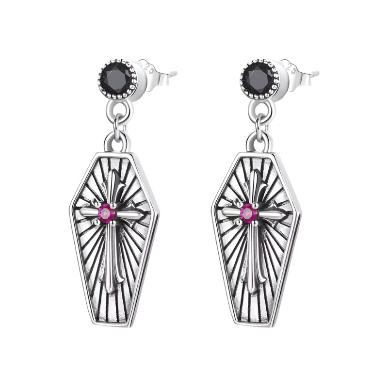925 Sterling Silver Dark Style Mysterious Cross Stud Earrings for Women Fashion Party Jewelry CTE536